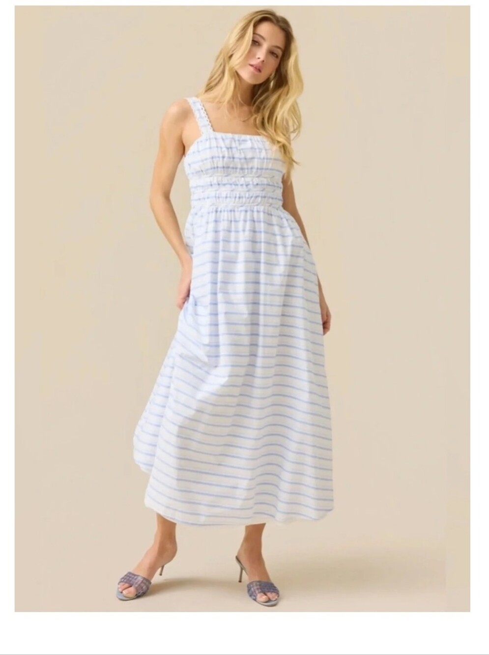 Altar'd State Anna Marie blue white striped maxi nap dress size XXS BRAND NEW